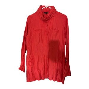 Eileen fisher stand collar hidden hood jacket zipper and snap front size medium